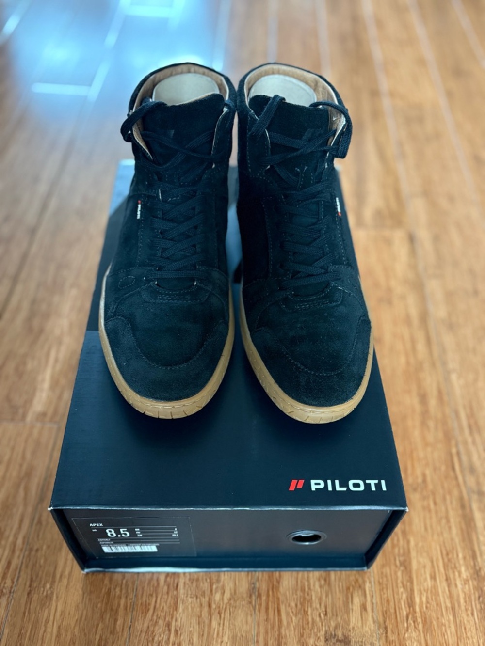Piloti Apex Black Suede High-Top Driving Shoes